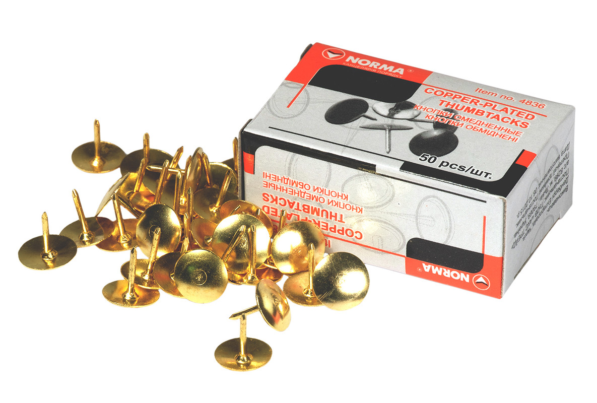 Кнопки NORMA (4836N), металеві, оміднені, 50шт.